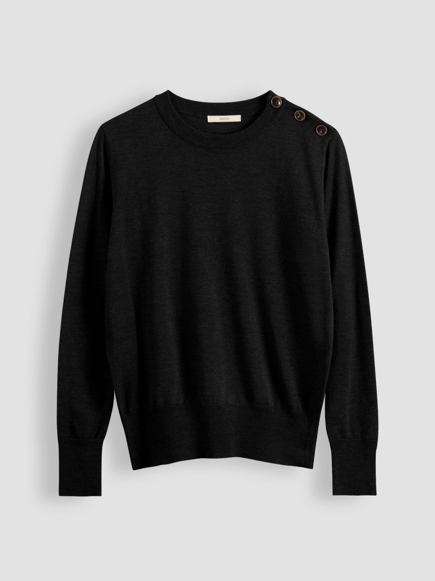 Women Sessun Sweaters And Cardigans | Amor, Wool Jumper Black