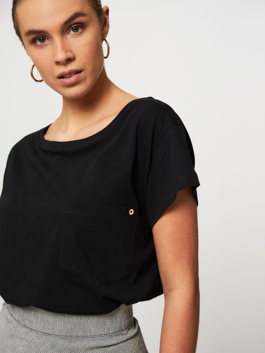 Women Mads Norgaard Tops And Blouses | Torva, Organic Cotton T-Shirt Black