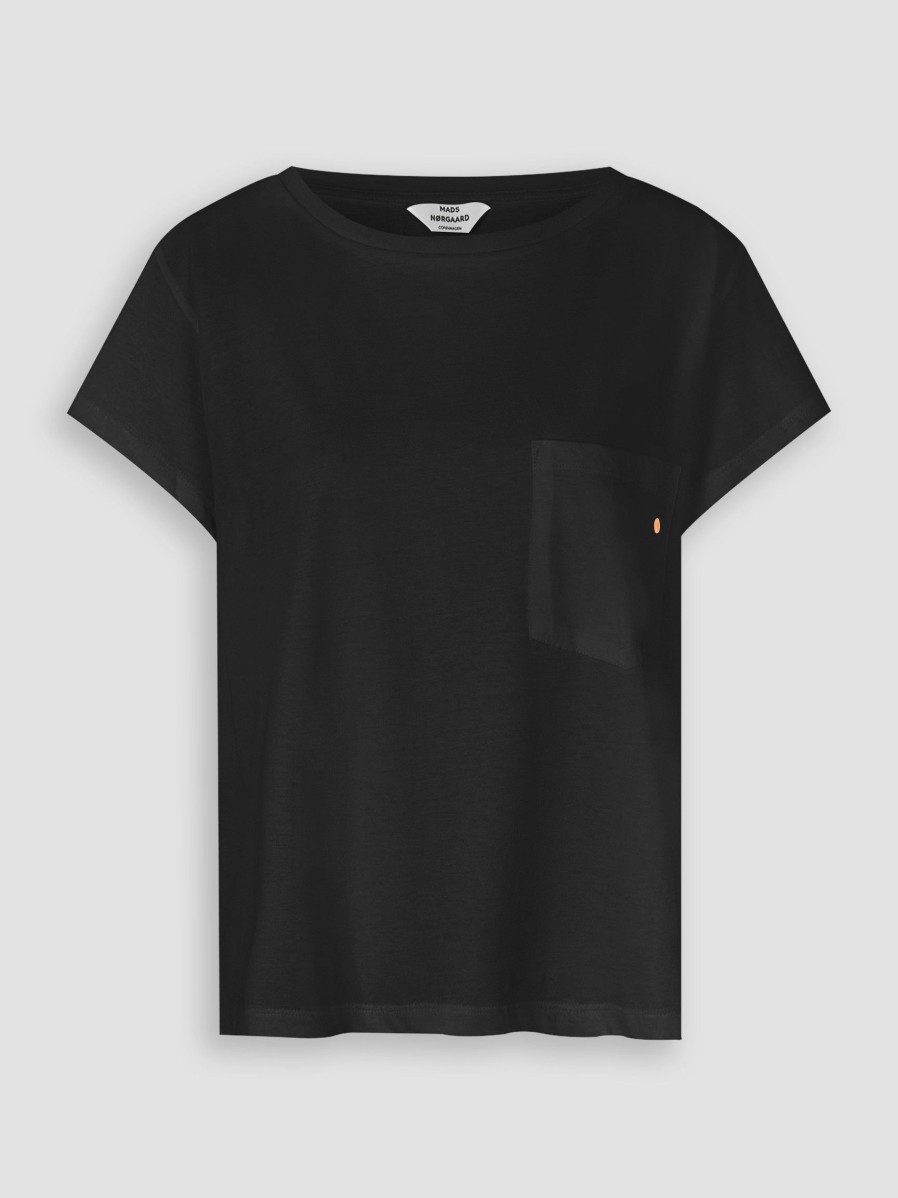 Women Mads Norgaard Tops And Blouses | Torva, Organic Cotton T-Shirt Black