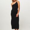 Women Second Female Dresses And Tunics | Yera, Viscose Mix One Shoulder Dress Black