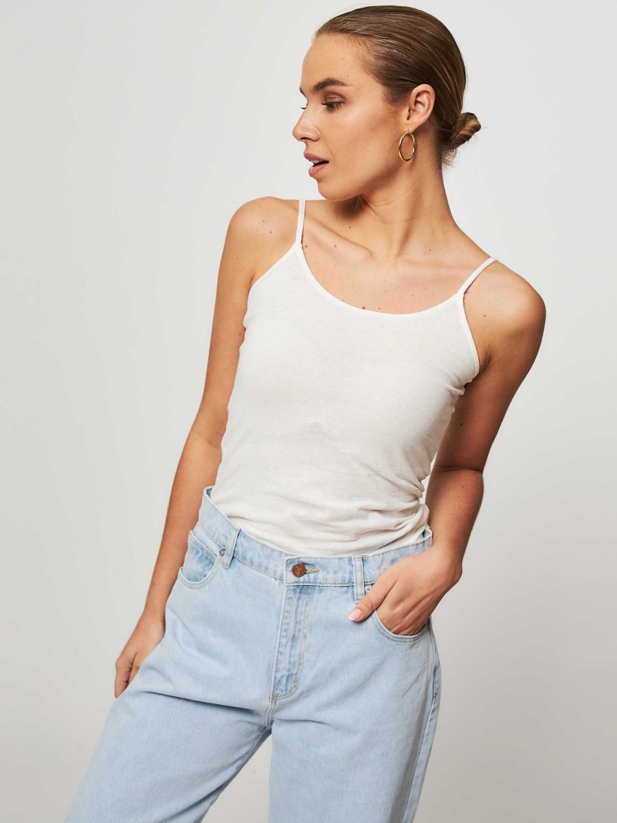 Women American Vintage Tops And Blouses | Gamipy, Cotton Slub Top Off White