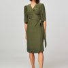 Women Mads Norgaard Dresses And Tunics | Laika, Lyocell Mix Wrap Over Dress Dark Green