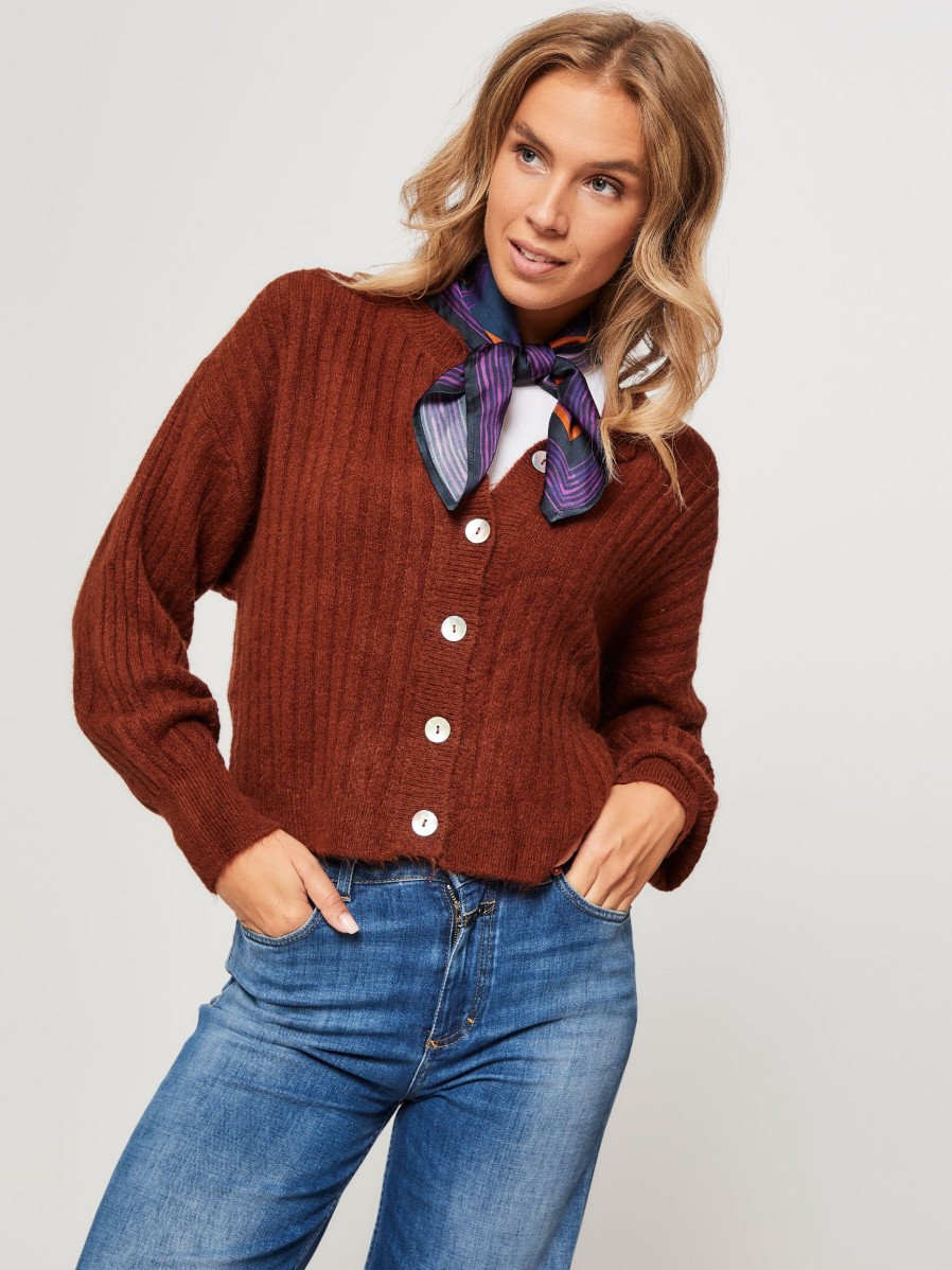 Women Frnch Sweaters And Cardigans | Elene, Alpaca Mix Cardigan Brown