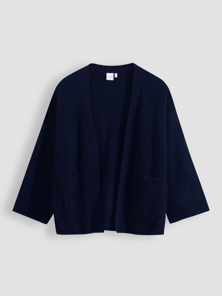 Women Knit-ted Sweaters And Cardigans | Dennis, Alpaca Mix Melange Cardigan Dark Blue