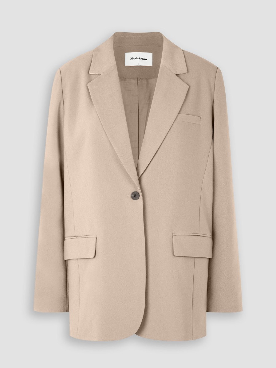 Women Modstrom Blazers And Jackets | Gale, Rayon Mix Long Fit Blazer Taupe