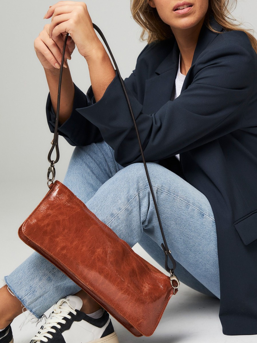 Women Ellen Truijen Bags | Hipster, Leather Shoulder Bag Cognac