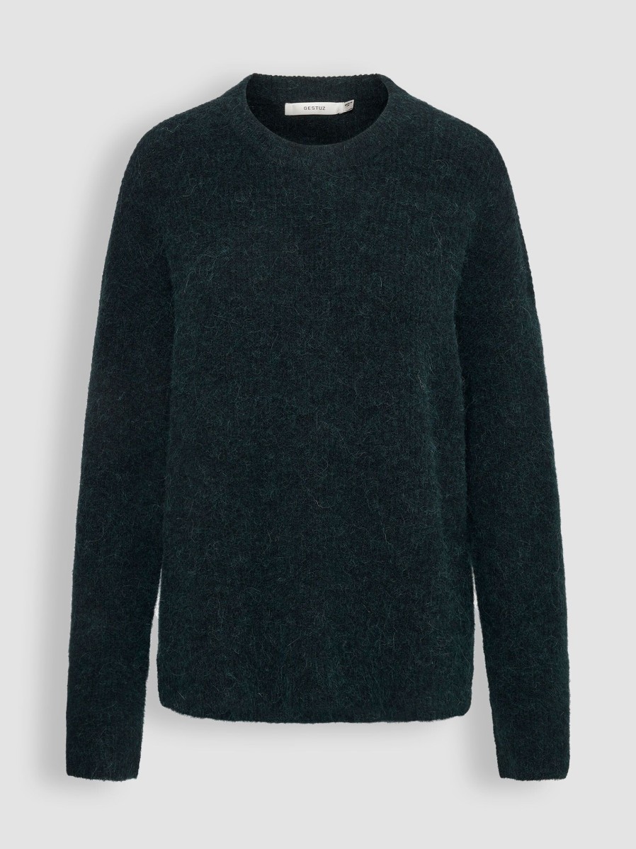 Women Gestuz Sweaters And Cardigans | Alpha, Alpaca Mix Melange Jumper Dark Green