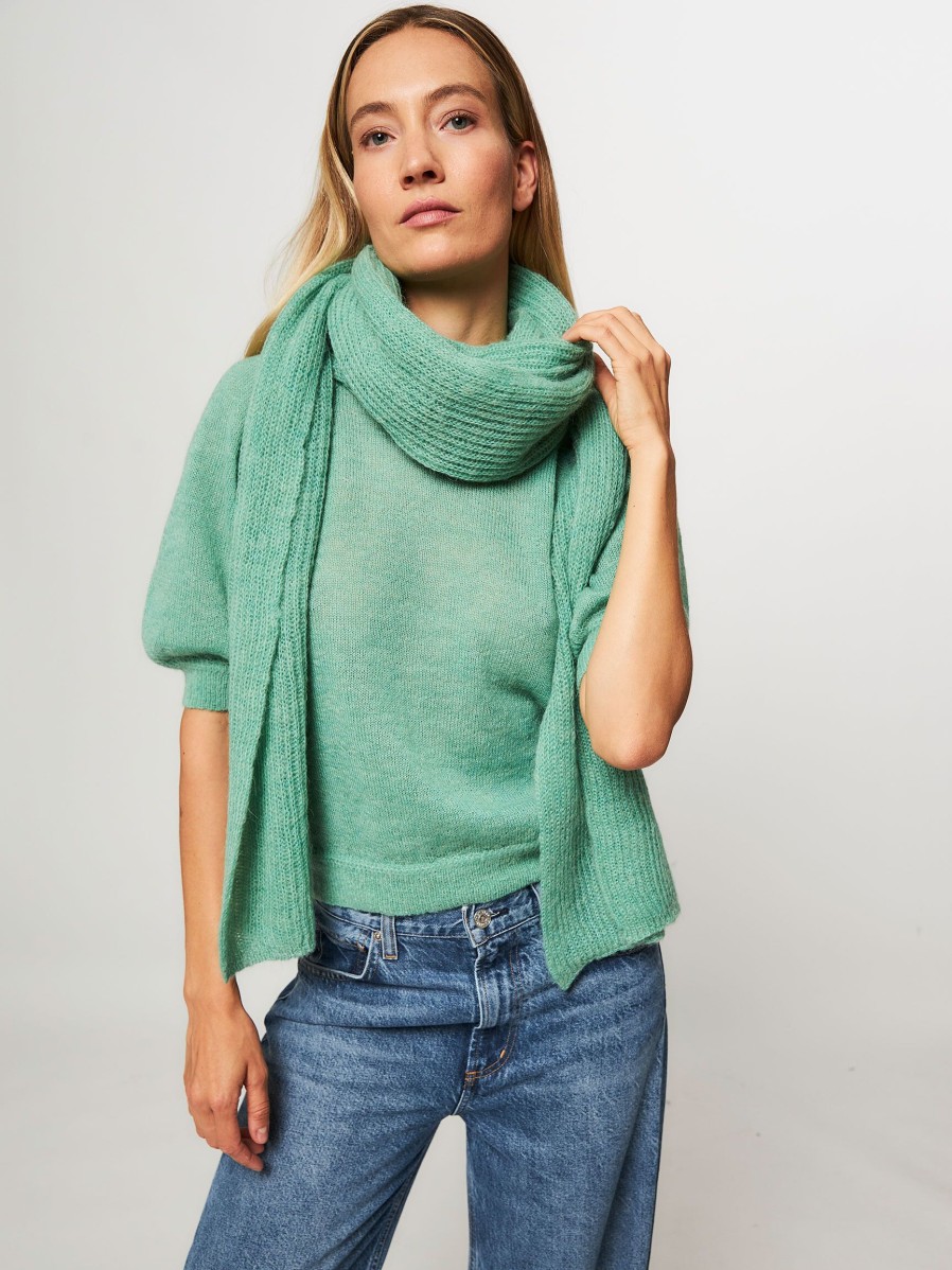 Women Ruby Tuesday Scarves | Vica, Wool Mix Melange Scarf Green