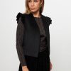 Women Sessun Blazers And Jackets | Halkali, Woven Velvet Gilet Black