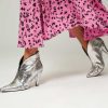 Women Silver Grace Boots | Manhattan, Metallic Crackle Ankle Boots Silver Colour