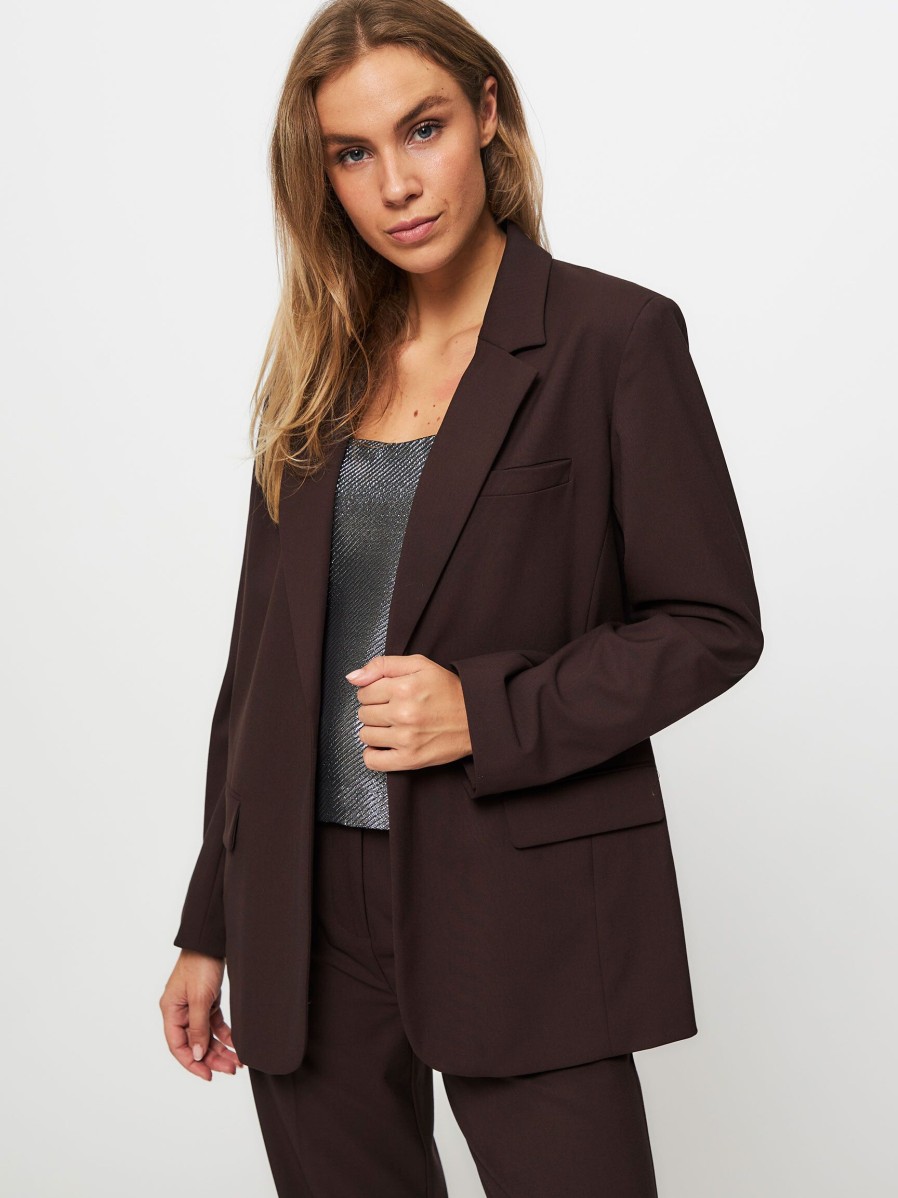 Women Modstrom Blazers And Jackets | Anker, Rayon Mix Blazer Dark Brown