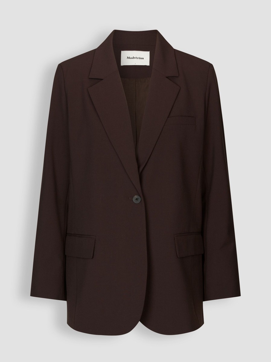 Women Modstrom Blazers And Jackets | Anker, Rayon Mix Blazer Dark Brown