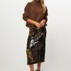 Women Zenggi Skirts | Rayon Mix Sequins Skirt Black