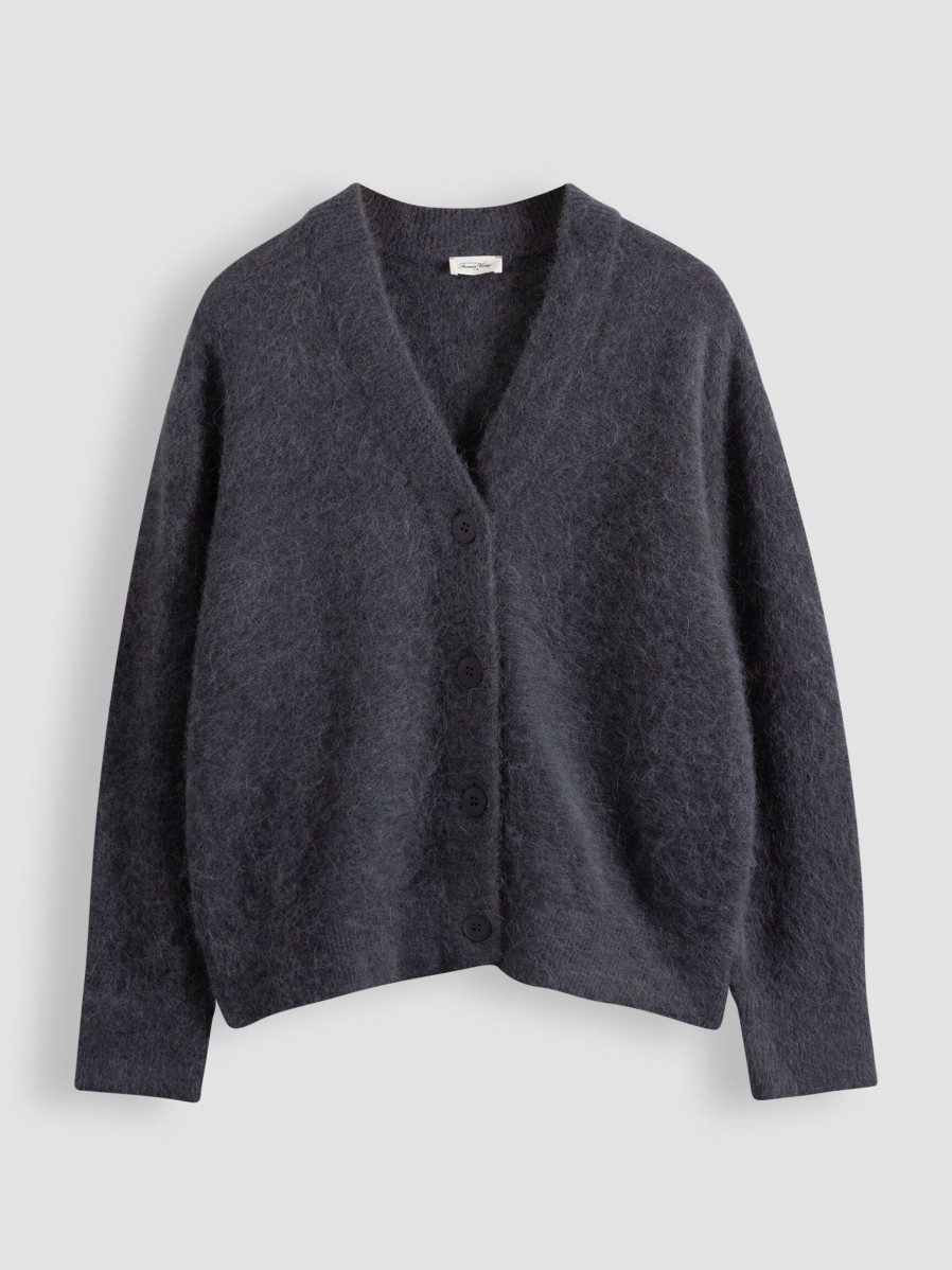 Women American Vintage Sweaters And Cardigans | Tyji, Wool Mix Melange Cardigan Grey