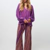 Women forte_forte Pants And Jumpsuits | Viscose Mix Wide Leg Trousers With Lurex Purple