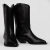 Women Closed Boots | Leather Westernlook Boots Black