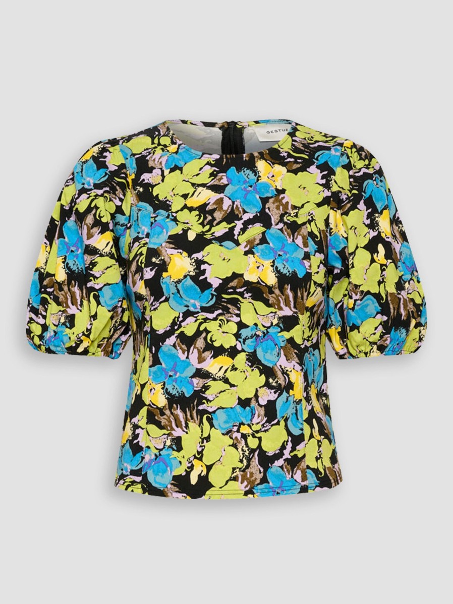 Women Gestuz Tops And Blouses | Rosille, Viscose Mix Top With Print Lime Green