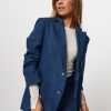 Women Lois Blazers And Jackets | Leto, Denim Blazer With Pinstripe Blue