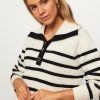 Women Suncoo Sweaters And Cardigans | Patski, Wool Mix Jumper With Striped Pattern Ecru