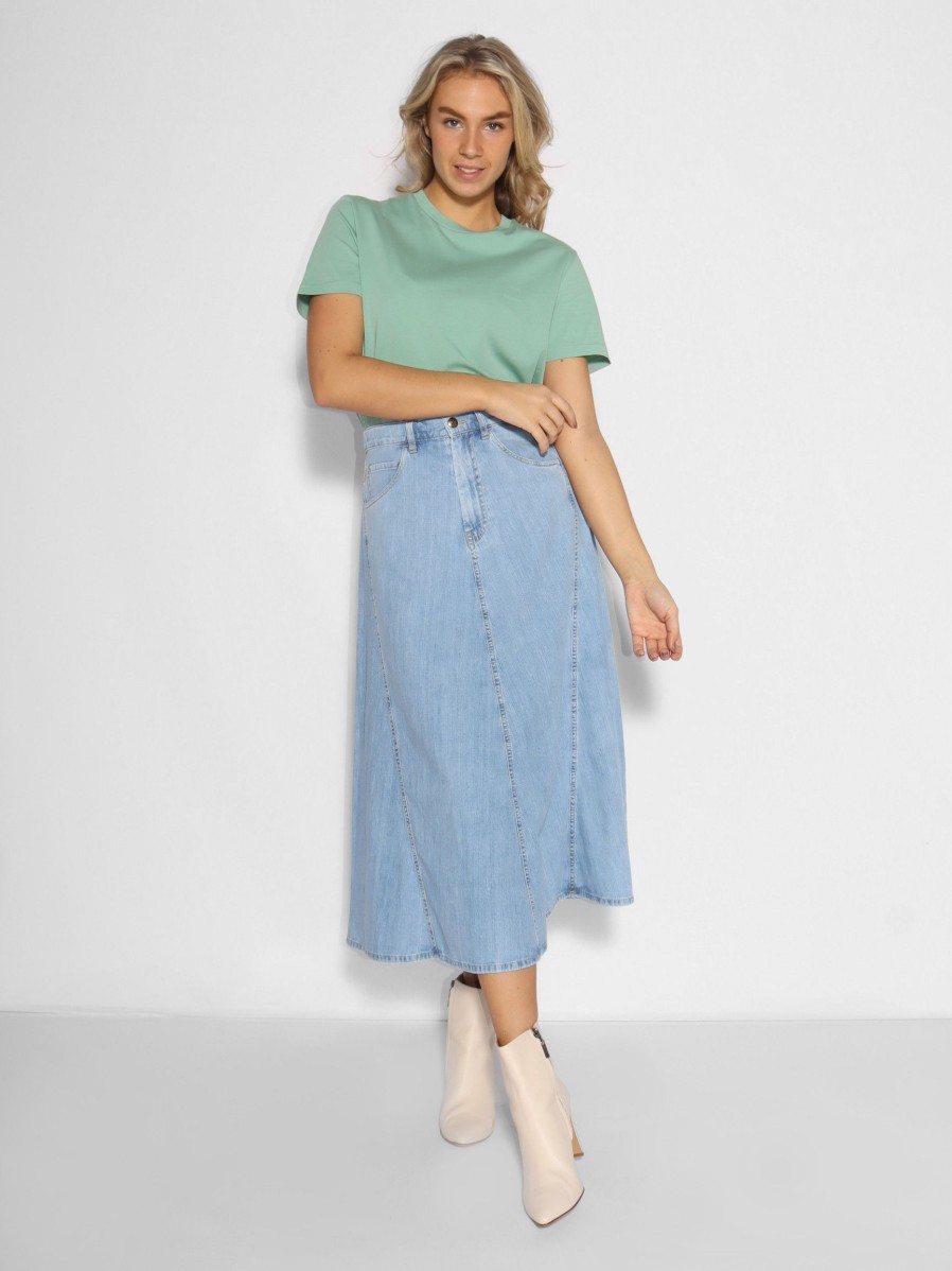 Women Mes Demoiselles Skirts | Divine, Denim A-Line Skirt Blue