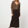 Women Gestuz Skirts | Jamilla, Cotton A-Line Skirt Dark Brown