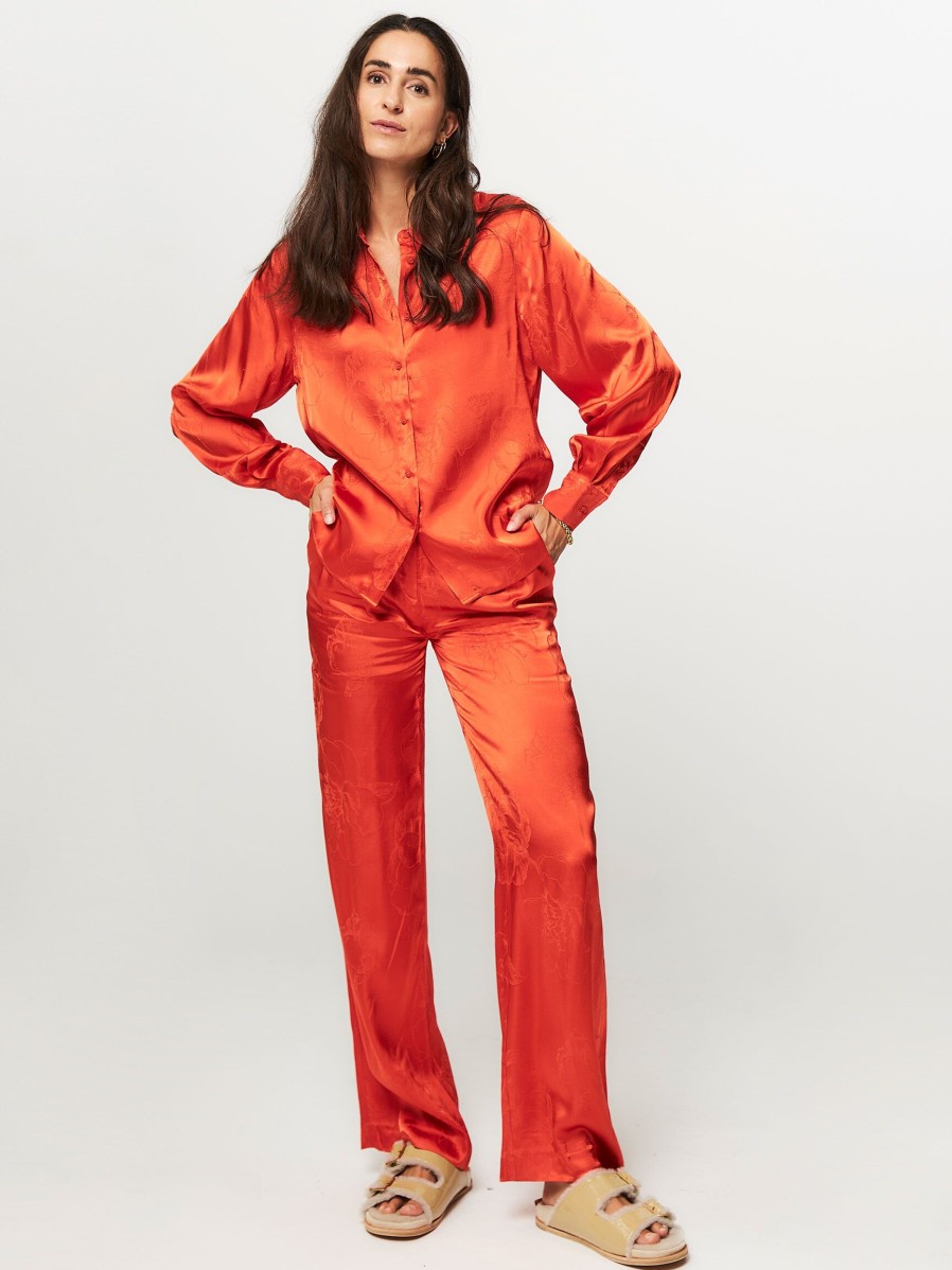 Women Another-Label Pants And Jumpsuits | Nyla, Viscose/Rayon Mix Trousers With Pattern Orange