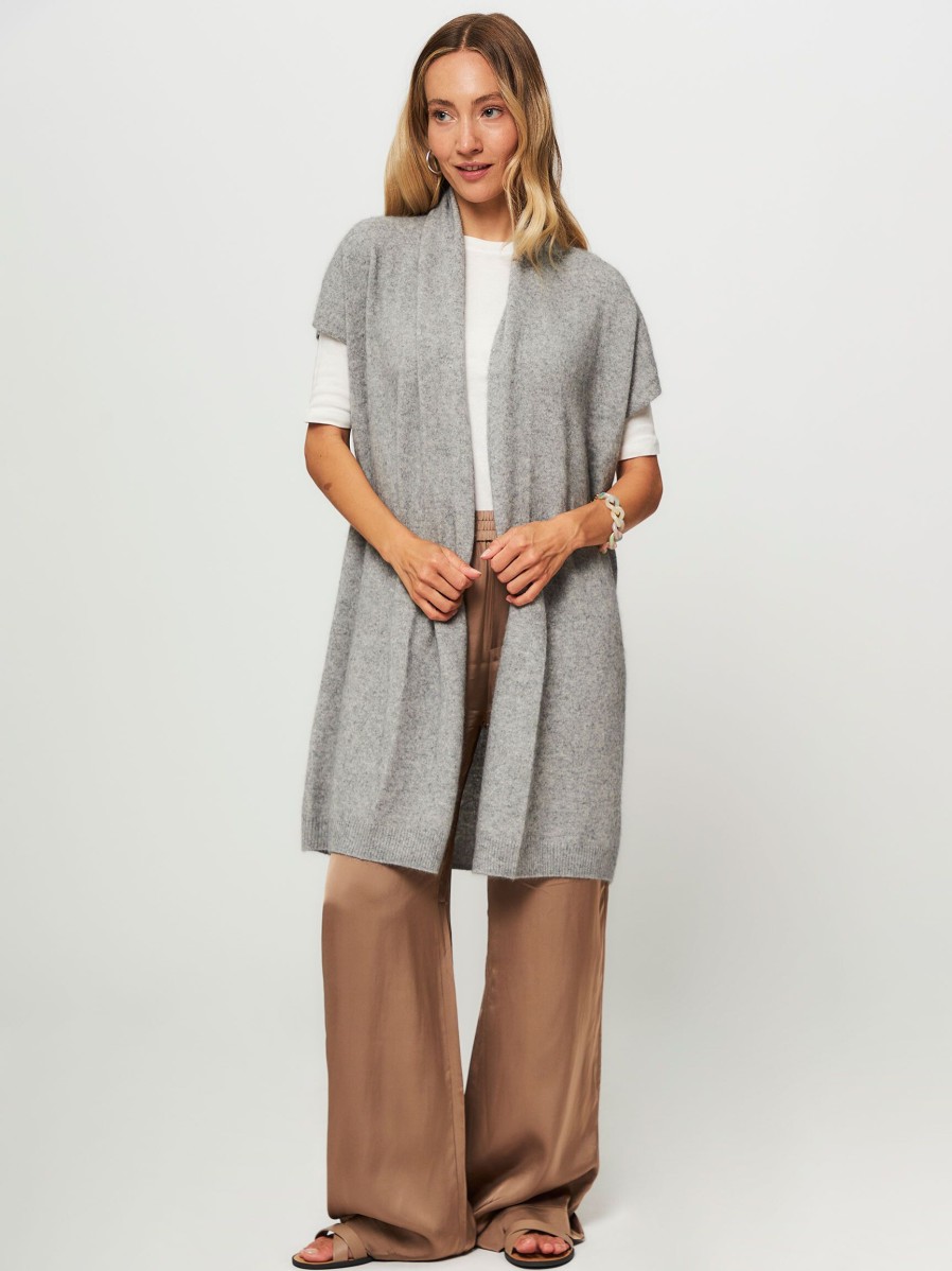 Women Majestic Filatures Sweaters And Cardigans | Wool Mix Melange Cardigan Grey