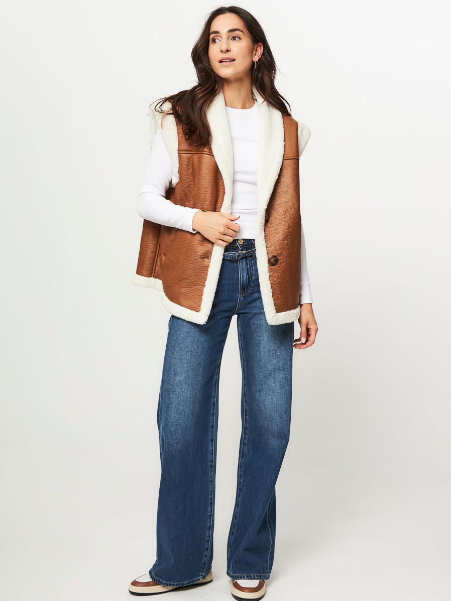 Women Summum Blazers And Jackets | Leatherlook Gilet Cognac