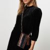 Women Sessun Bags | Mimi Gaby, Leather Crossbody Bag With Pattern Dark Brown