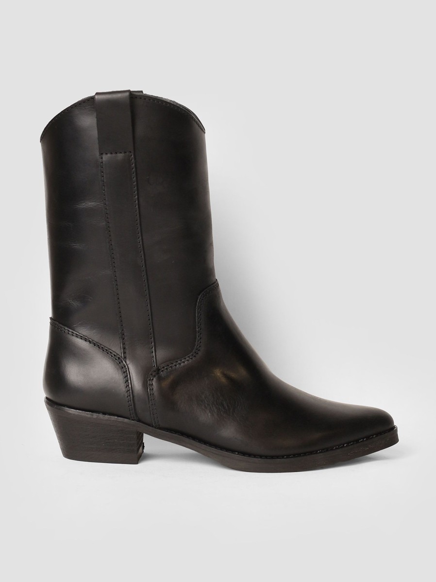 Women Ivylee Copenhagen Boots | Tracy, Leather Westernlook Low Boots Black