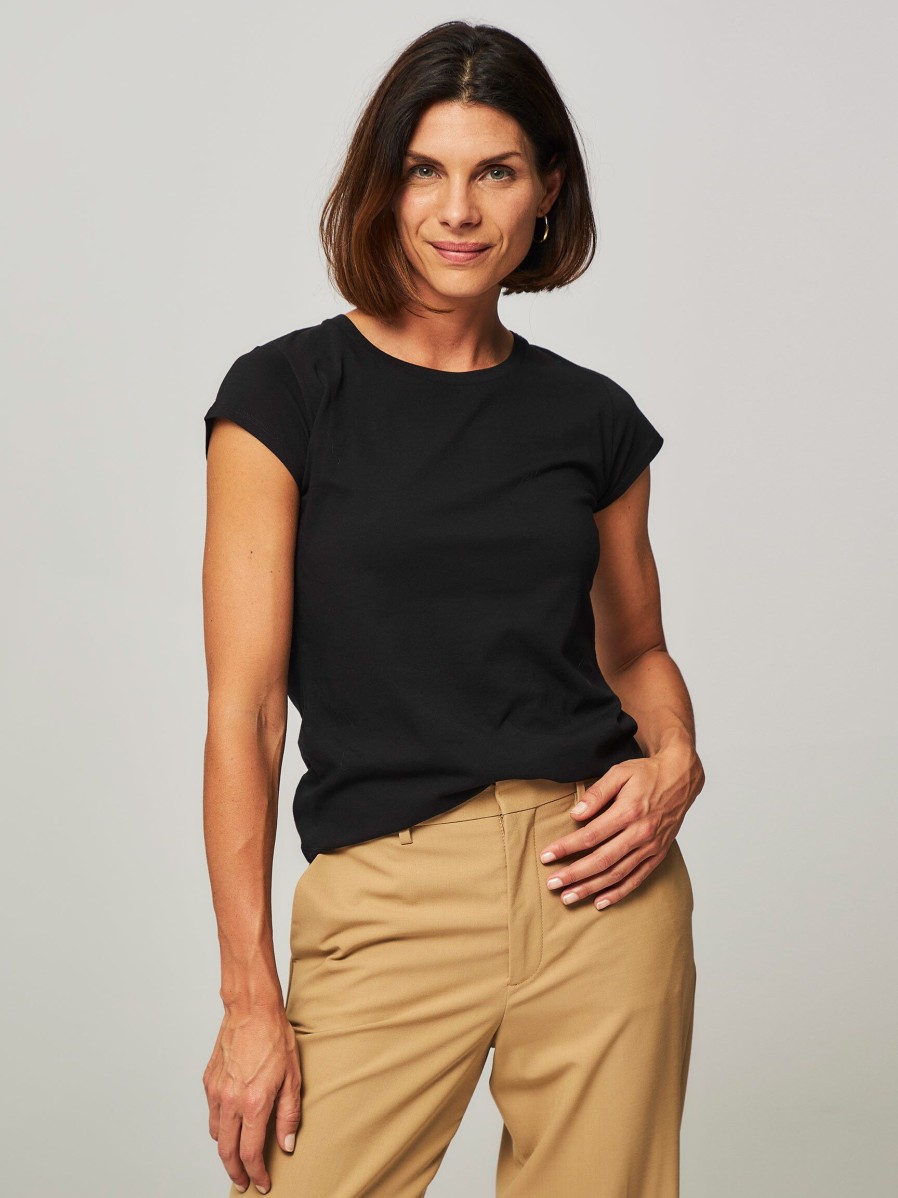 Women Mads Norgaard Tops And Blouses | Teasy, Organic Cotton T-Shirt Black