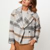 Women Summum Outerwear | Wool Mix Jacket With Checkered Pattern Grey