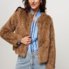 Women Co'Couture Blazers And Jackets | Tibet, Woven Fake Fur Jacket Camel