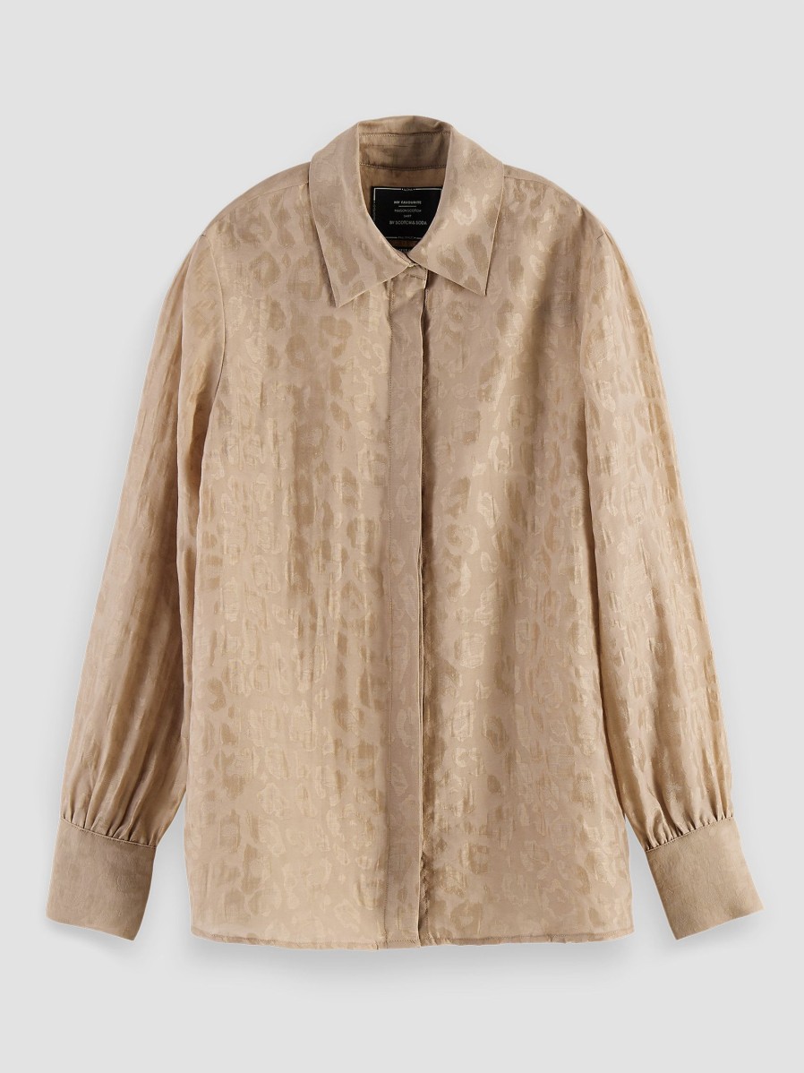 Women Scotch & Soda Women Tops And Blouses | Lyocell Mix Blouse With Pattern Taupe