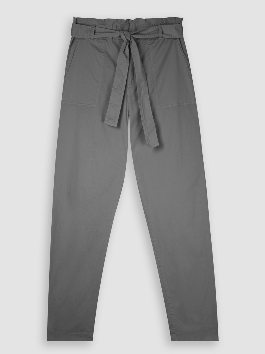 Women Alchemist Pants And Jumpsuits | Rez, Cotton Mix Paperbag Trousers Dark Grey