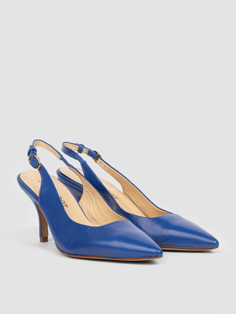 Women Brown Dot. Pumps And Slingbacks | Grace, Leather Slingbacks Cobalt