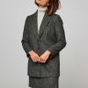 Women Yaya Blazers And Jackets | Viscose Mix Blazer With Herringbone Pattern Dark Grey