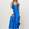 Women forte_forte Dresses And Tunics | Silk Mix Maxi Dress Cobalt