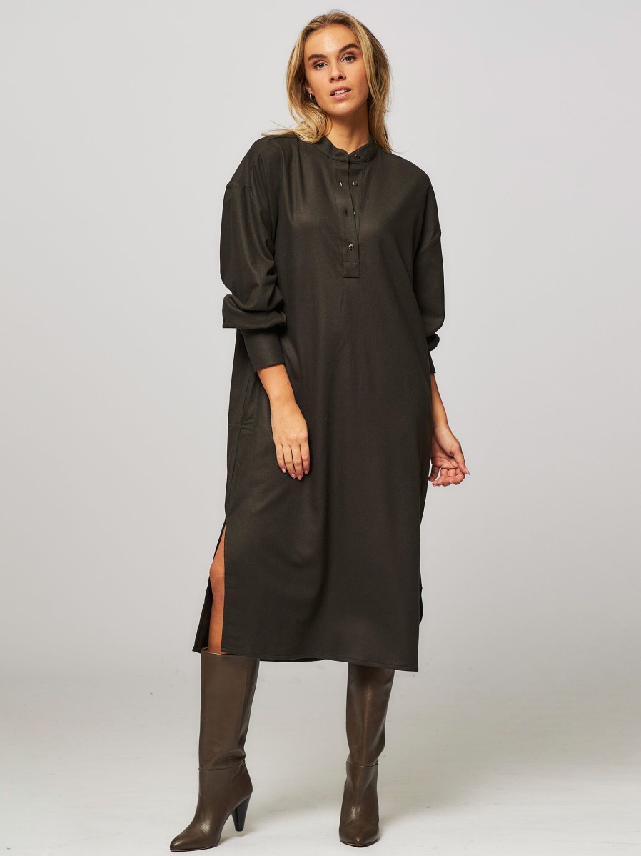 Women Closed Dresses And Tunics | Wool Mix Dress Dark Brown