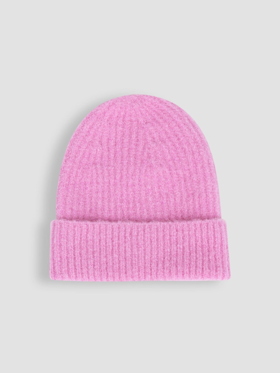 Women Knit-ted Hats And Beanies | Nora, Merino Wool Mix Beanie Pink