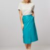 Women Samsoe Samsoe Skirts | Monica, Leather Wrap Over Skirt Turquoise