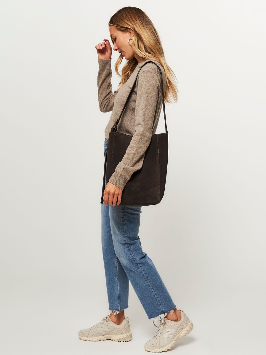 Women Closed Bags | Suede Shopper Dark Brown