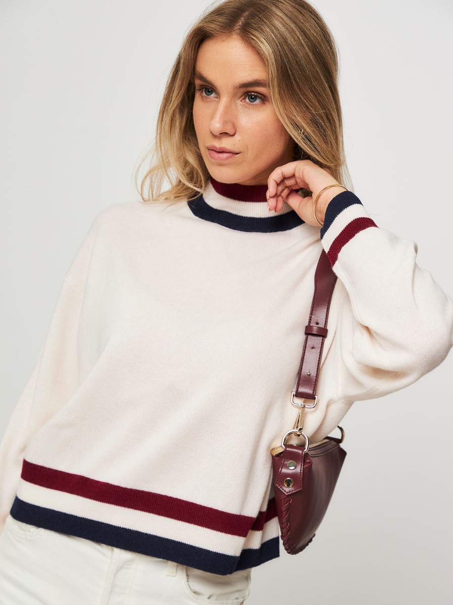 Women Tommy Hilfiger Sweaters And Cardigans | Wool/Cashmere Mix Jumper With Pattern Ecru