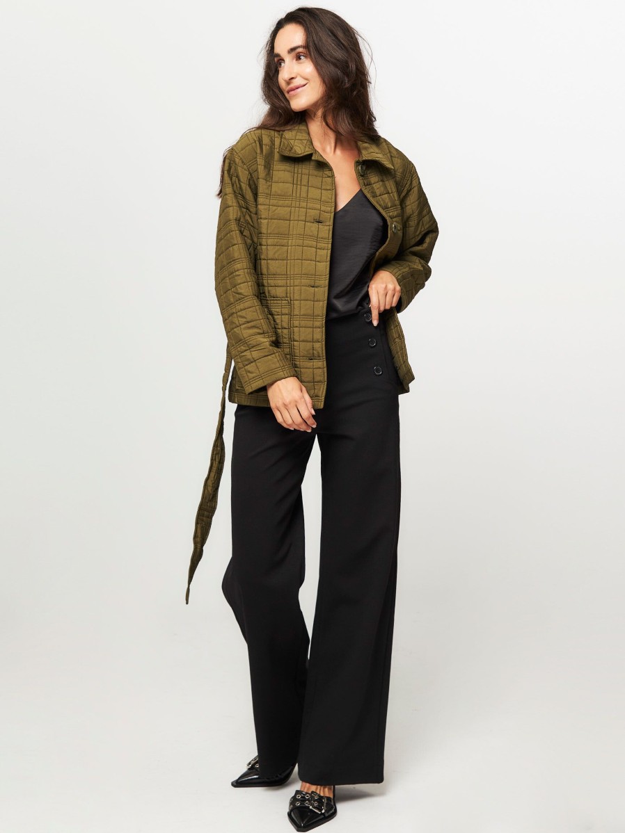 Women La Fee Maraboutee Blazers And Jackets | Ramsa, Woven Jacket With Quilted Pattern Olive Green