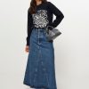 Women Ganni Skirts | Organic Cotton A-Line Skirt Blue