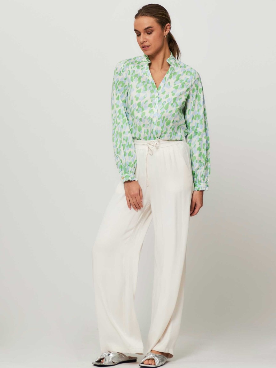 Women Fabienne Chapot Tops And Blouses | Frida, Cotton Mix Blouse With Print Green