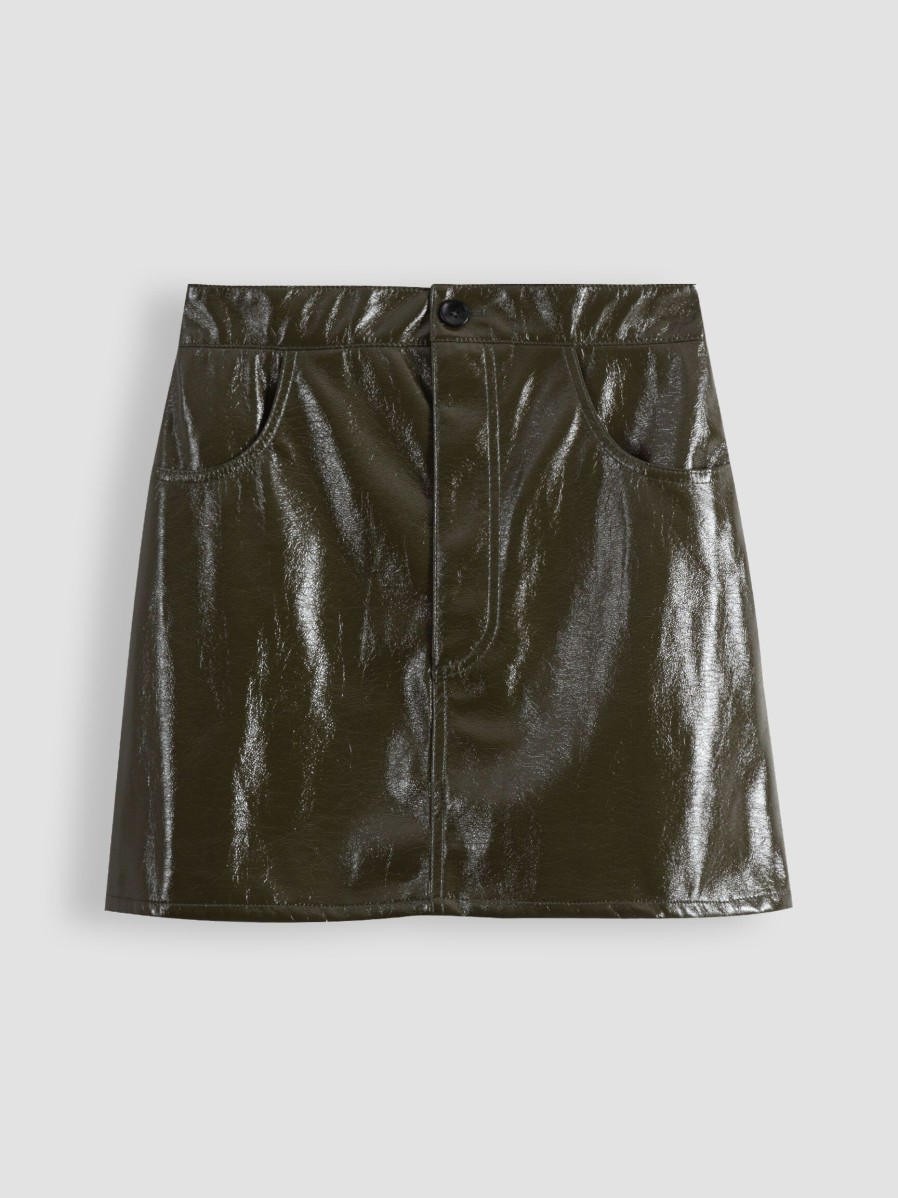 Women Bellerose Skirts | Sour, Patent Leather Look Skirt Moss Green