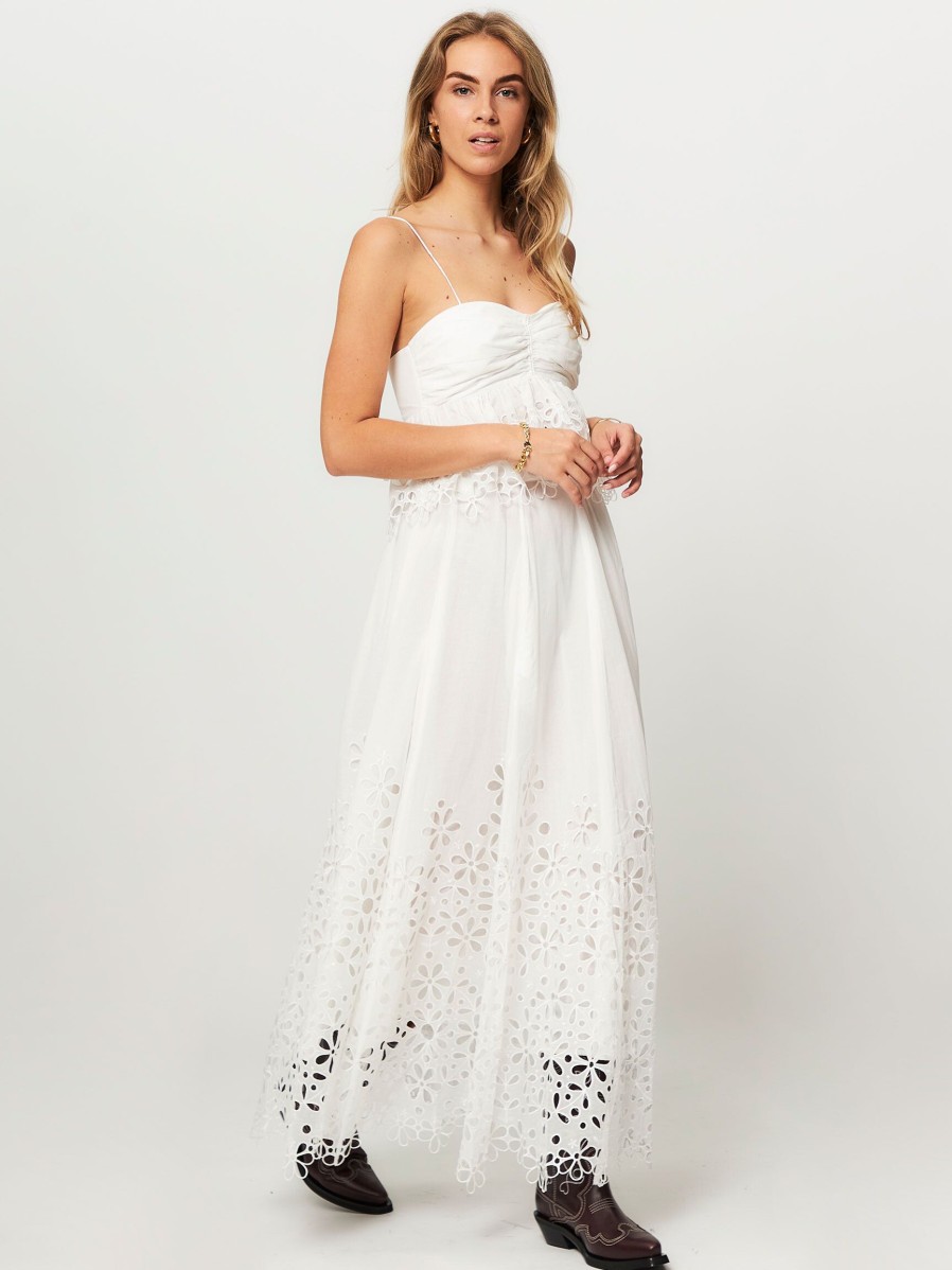 Women Magali Pascal Skirts | Colombe, Cotton A-Line Skirt With Embroidery Off White