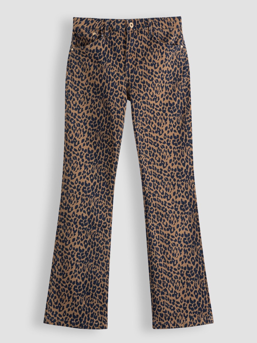 Women Studio Anneloes Jeans | Elvira, High Waist Flared Fit Jeans With Print Brown