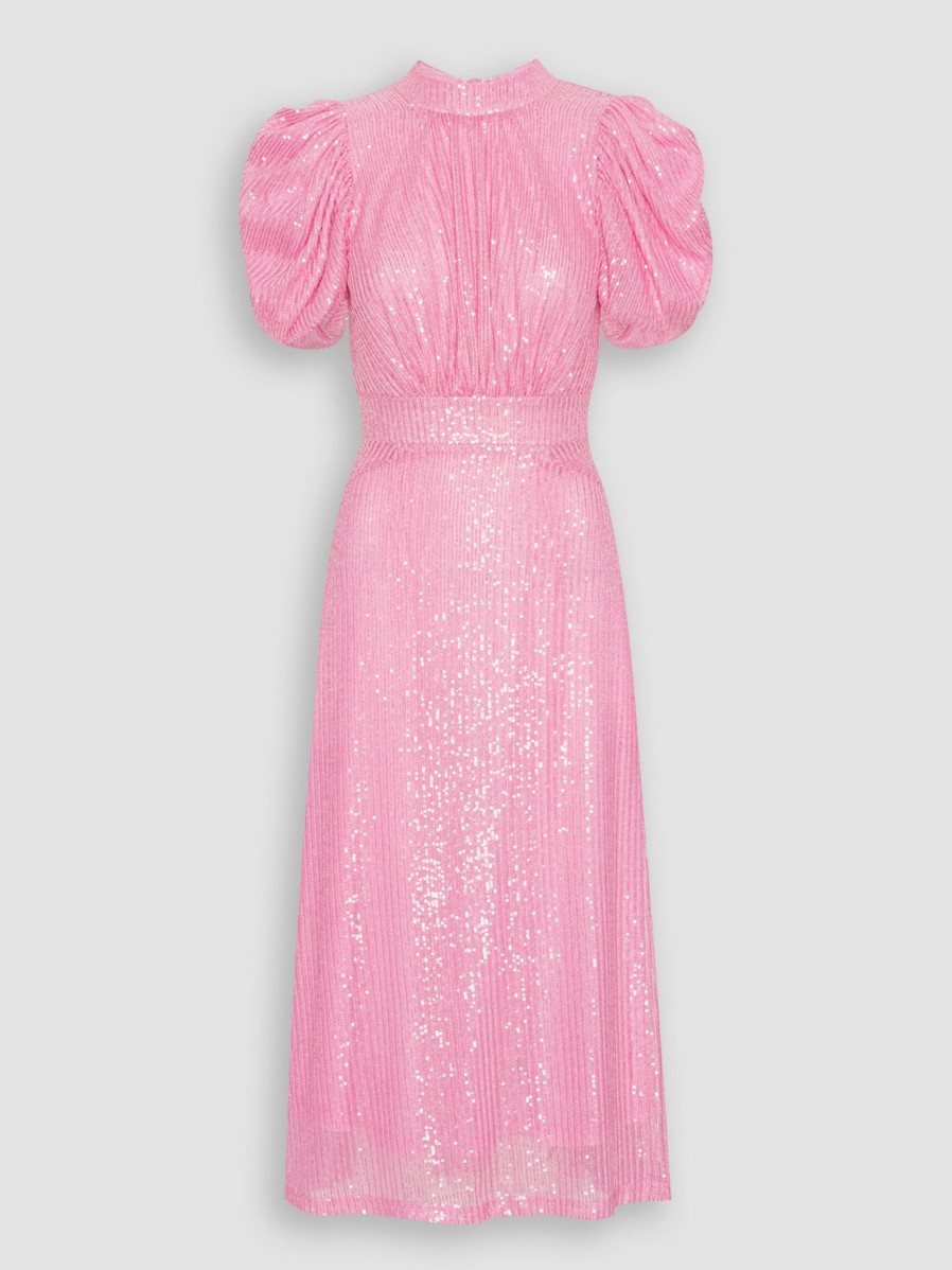 Women Rotate Birger Christensen Dresses And Tunics | Noon, Woven Dress With Sequins Pink